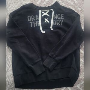 Orangetheory Black Lace-Up Crewneck Sweater